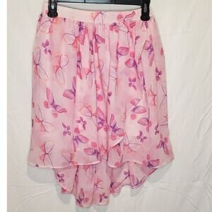 The Children’s Place Pink Butterfly Print Hi-Low Skirt Size Large
